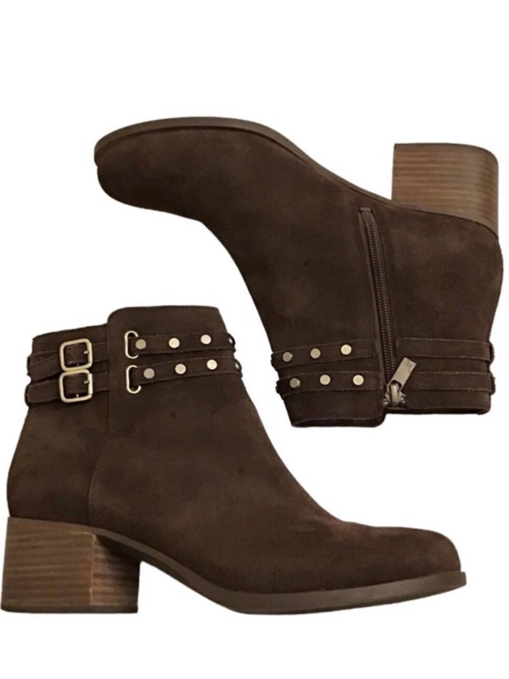 Koolaburra UGG 10 Gordana 1020132 Suede Ankle Boots Brown Booties Chunky Heels